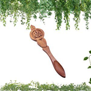 Triquetra Carved Wood Altar Spoon 6.5" Long